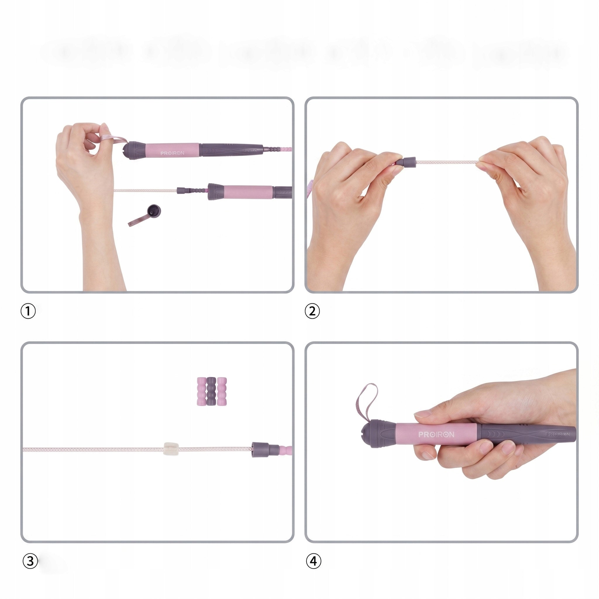 PROIRON Beaded Jump Rope for Children 2,8 m Purple-Pink Rope length 280 cm