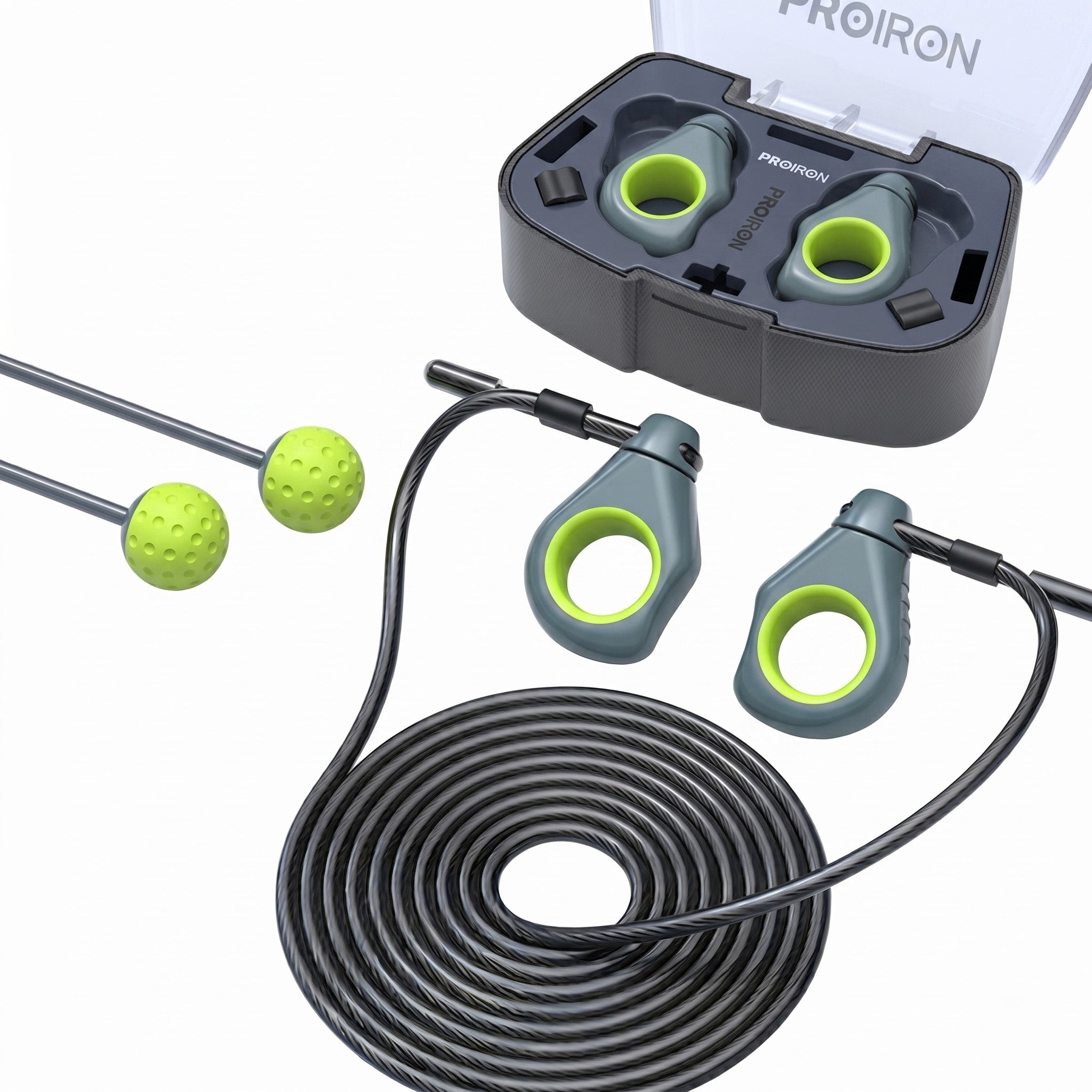 PROIRON Jump rope 2in1 with rope and without fitness cable grey-green