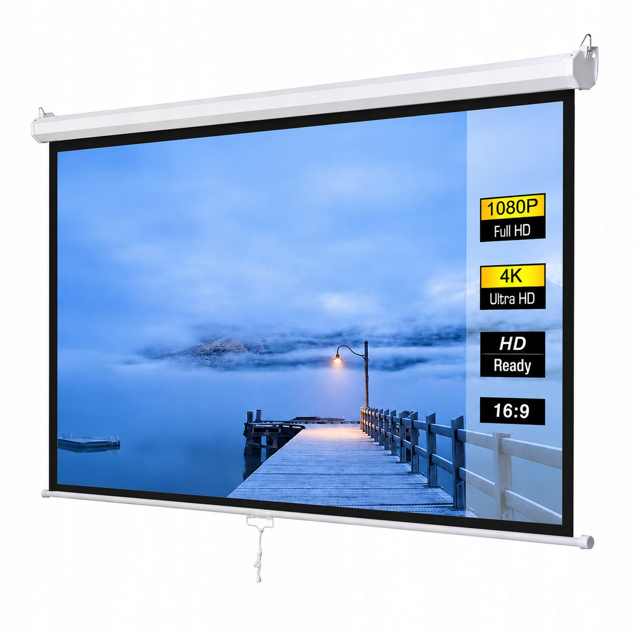 PROJECTION SCREEN 100 INCH 16:9 SEMI-AUTOMATIC WALL / CEILING RETRACTABLE