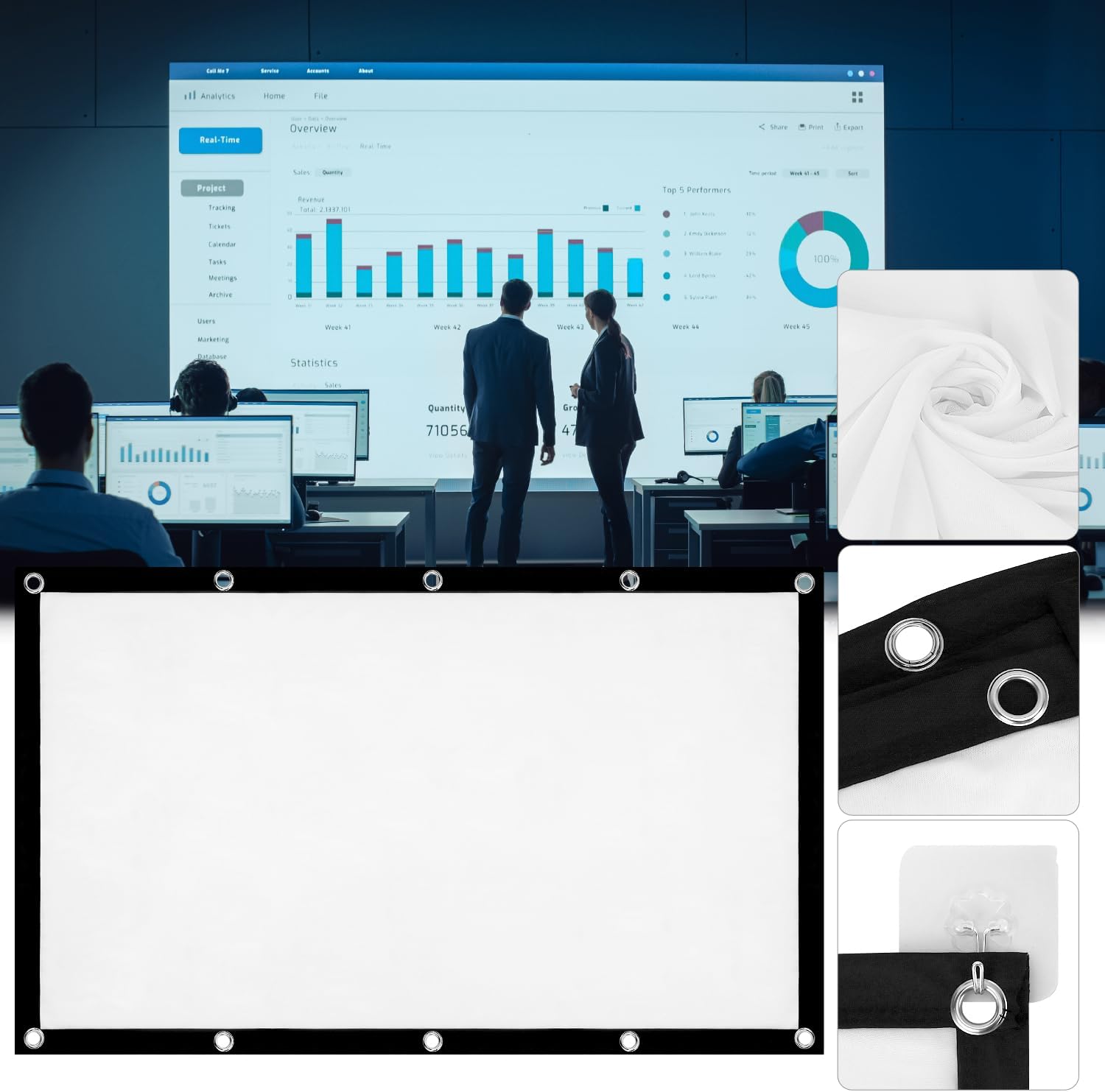 PROJECTION SCREEN 100 INCHES 16:9 PORTABLE FOR PROJECTOR FILM HD PRESENTATIONS Packaging status original