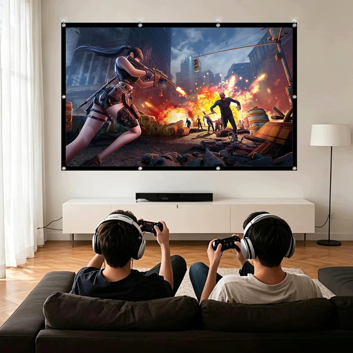 PROJECTION SCREEN 100 INCHES 4K HD FOLDED PORTABLE DOUBLE-SIDED 16X9 3D Brand HD