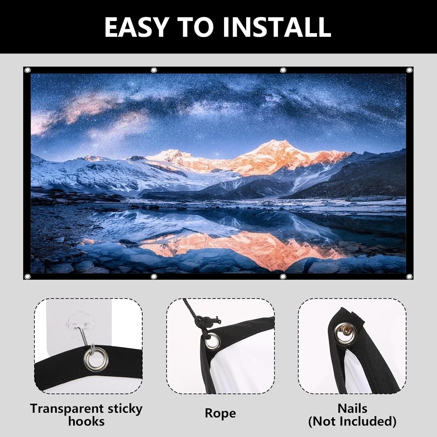 PROJECTION SCREEN 100 INCHES 4K HD FOLDED PORTABLE DOUBLE-SIDED 16X9 3D Model Ekran projekcyjny 100 cali 16:9 HD