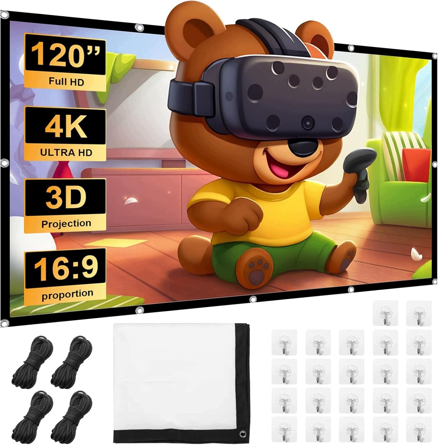 PROJECTION SCREEN 120 INCHES FOLDABLE 16:9 FULL HD EXTERNAL