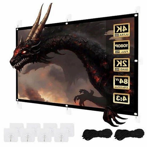 PROJECTION SCREEN PORTABLE POLYESTER 84 INCH BLACK CINEMA FRAME