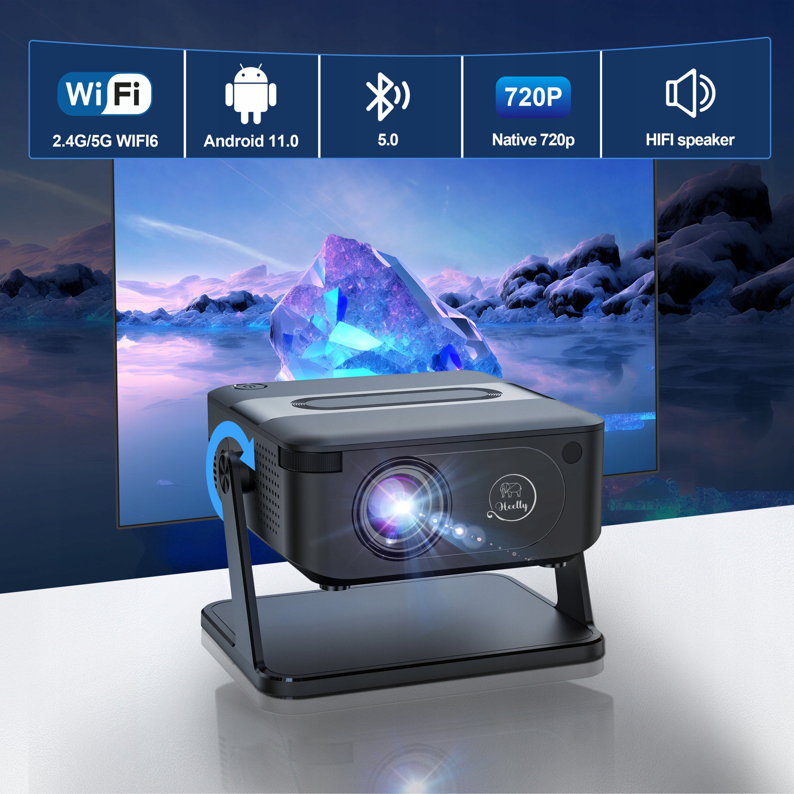 PROJECTOR ANDROID SMART TV WIFI FULL HD 6000LM 4K LED BLUETOOTH Packaging status original