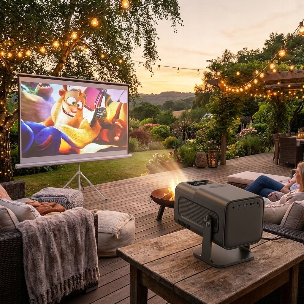 PROJECTOR ANDROID TV 4K WIFI FULL HD PORTABLE Rotating SMART TV Model GF-1235