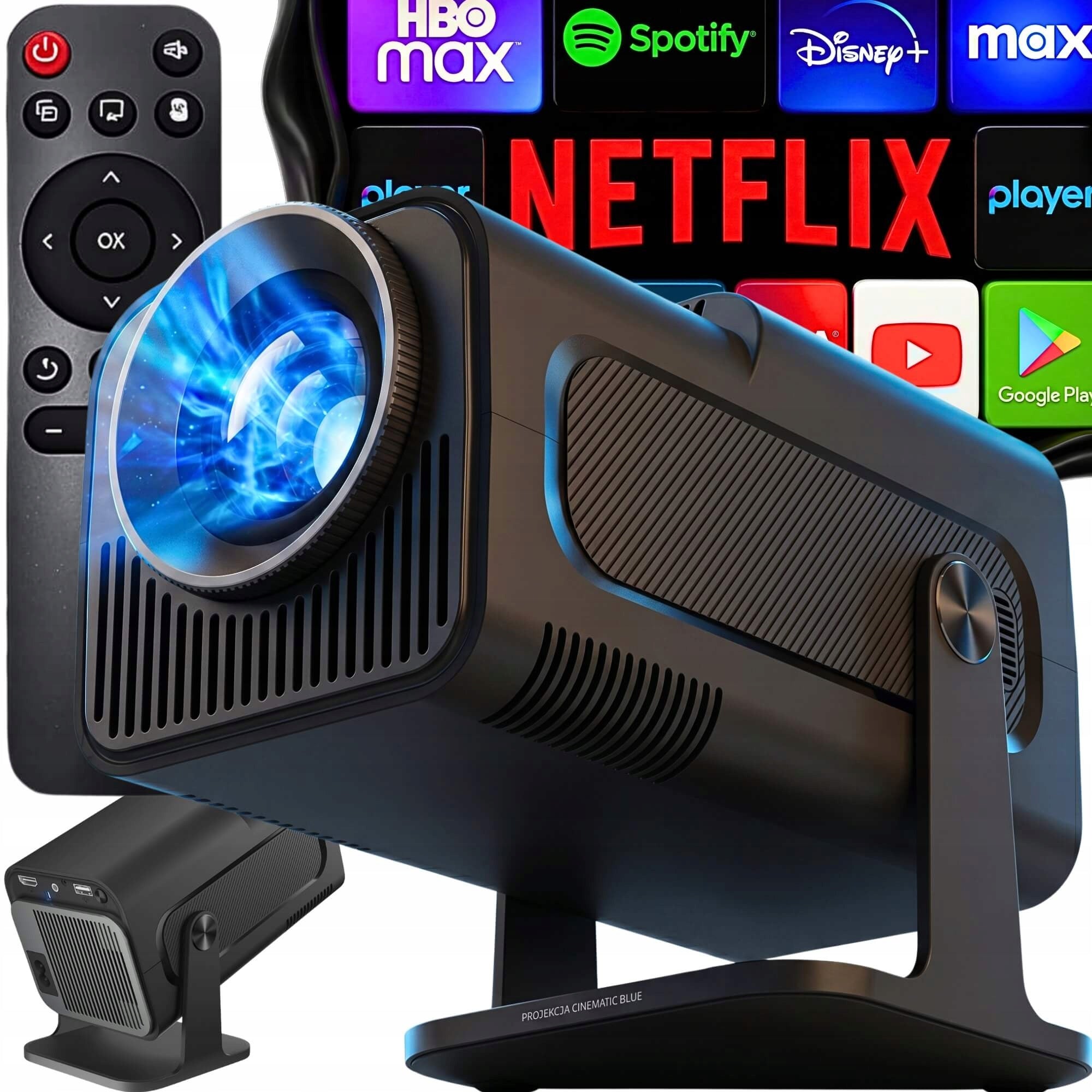PROJECTOR ANDROID TV 4K WIFI FULL HD PORTABLE Rotating SMART TV