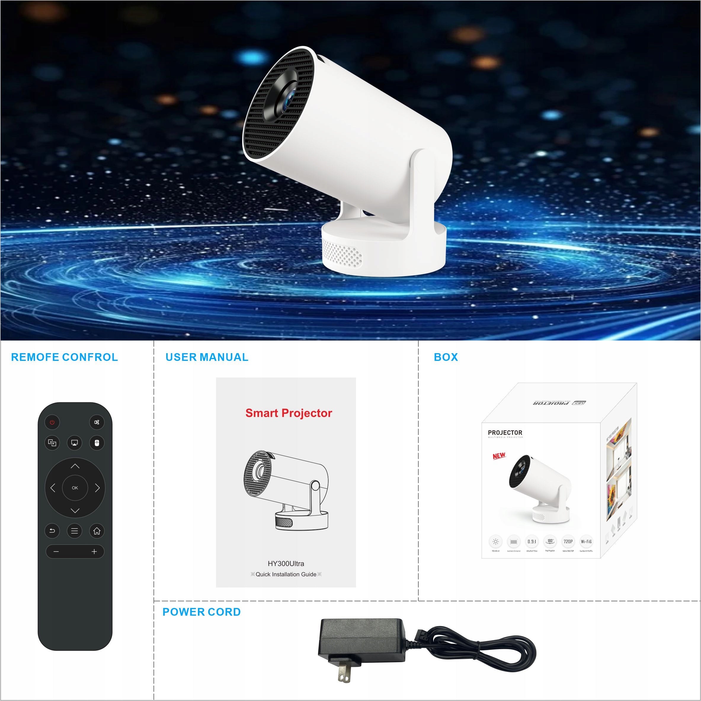 PROJECTOR ANDROID TV 4K WIFI FULL HD PORTABLE SMART SPEAKER Manufacturer code Android Smart TV Przenośny Mini Głośnik HY300