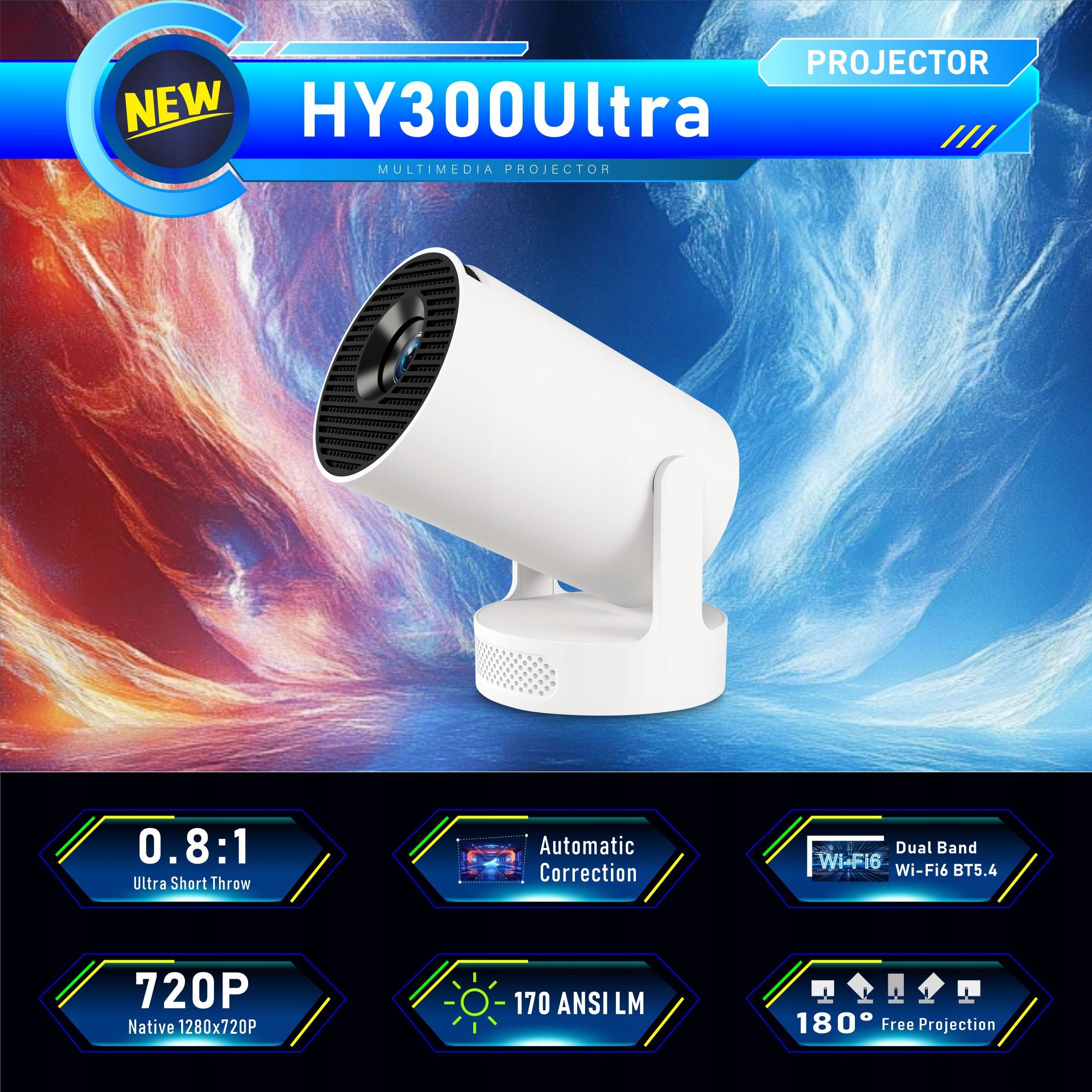 PROJECTOR ANDROID TV 4K WIFI FULL HD PORTABLE SMART SPEAKER Packaging status original