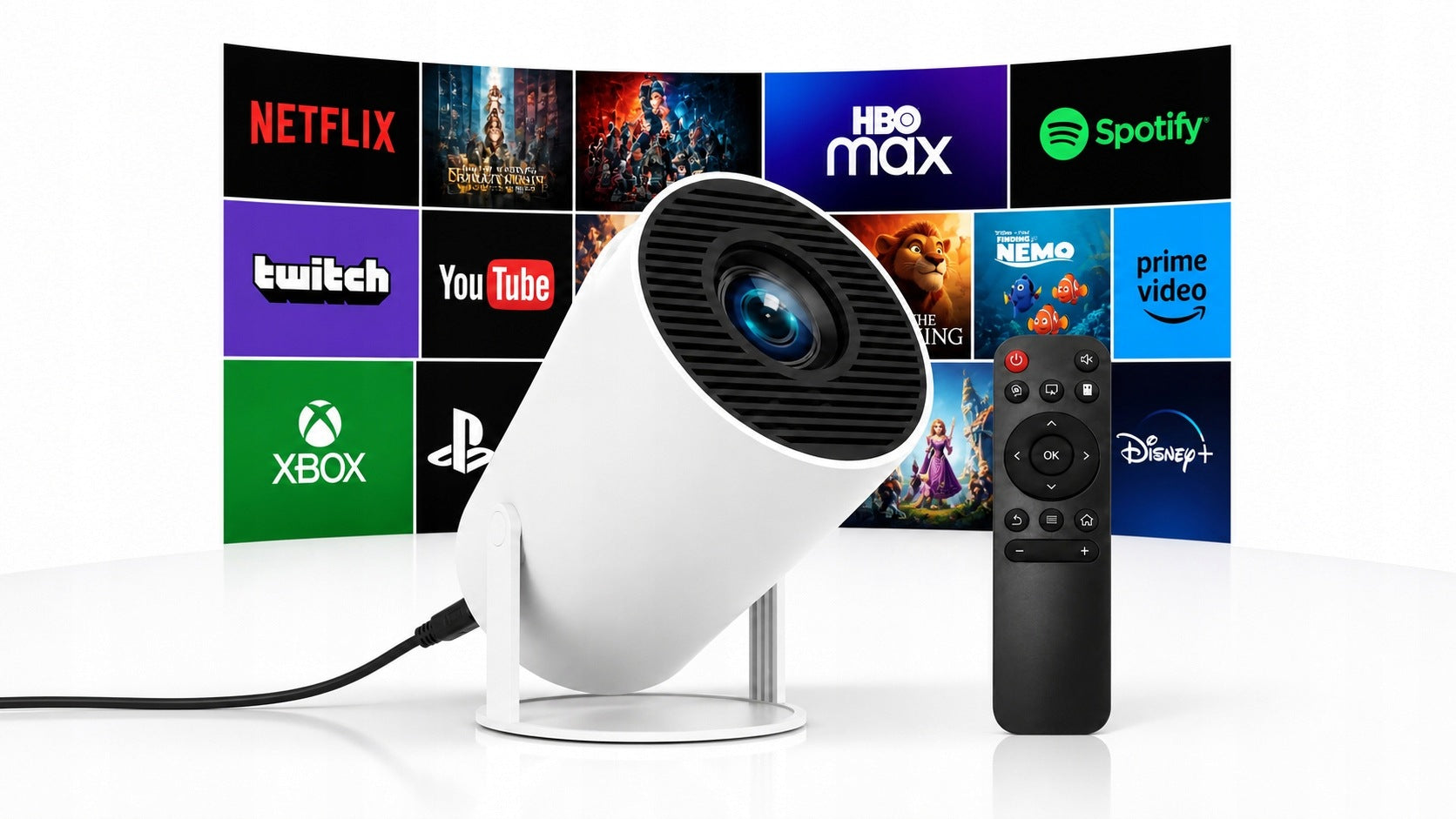 PROJECTOR ANDROID TV 4K WIFI ULTRA HD PORTABLE SMART SPEAKER CINEMA