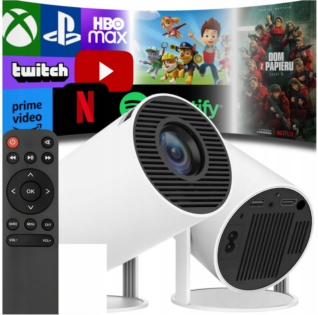 PROJECTOR ANDROID TV WIFI FULL HD PORTABLE SMART ROTARY SPEAKER EAN (GTIN) 5906843819272