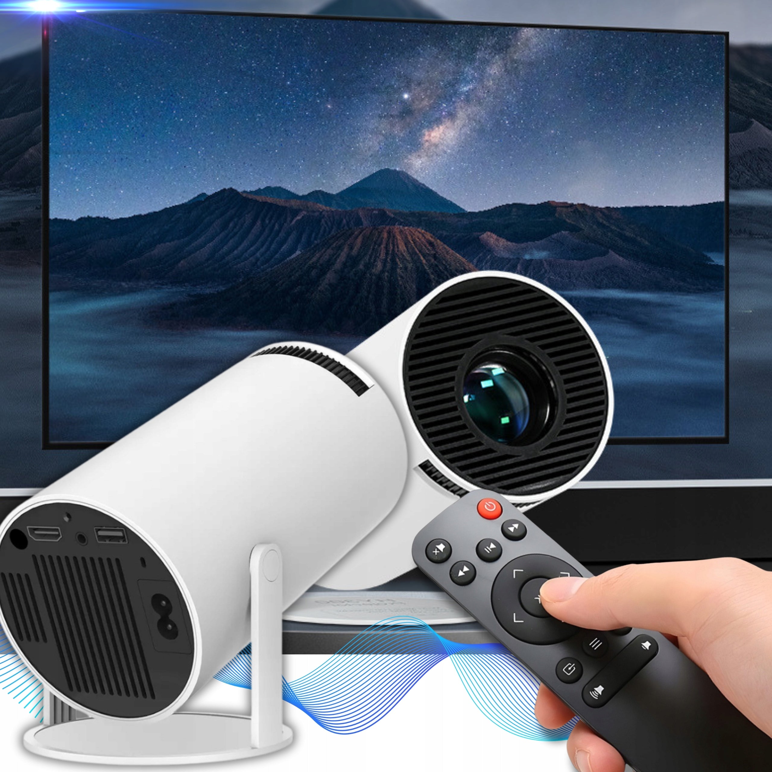 PROJECTOR ANDROID TV WIFI FULL HD PORTABLE SMART ROTARY SPEAKER Manufacturer code HY300 PRO