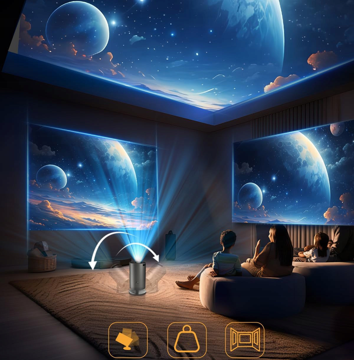 PROJECTOR ANDROID TV WIFI FULL HD PORTABLE SMART SPEAKER Brand no brand