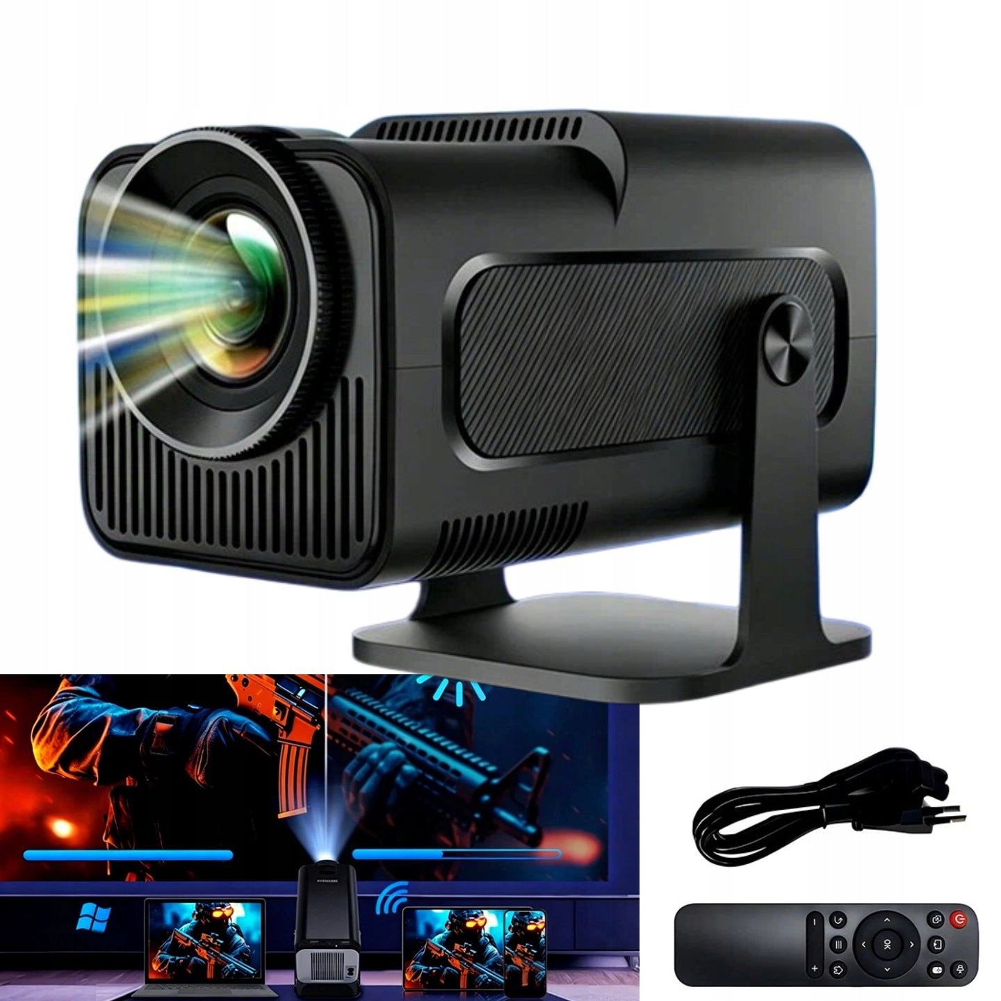 PROJECTOR ANDROID TV WIFI FULL HD PORTABLE SMART TURNOVER SPEAKER