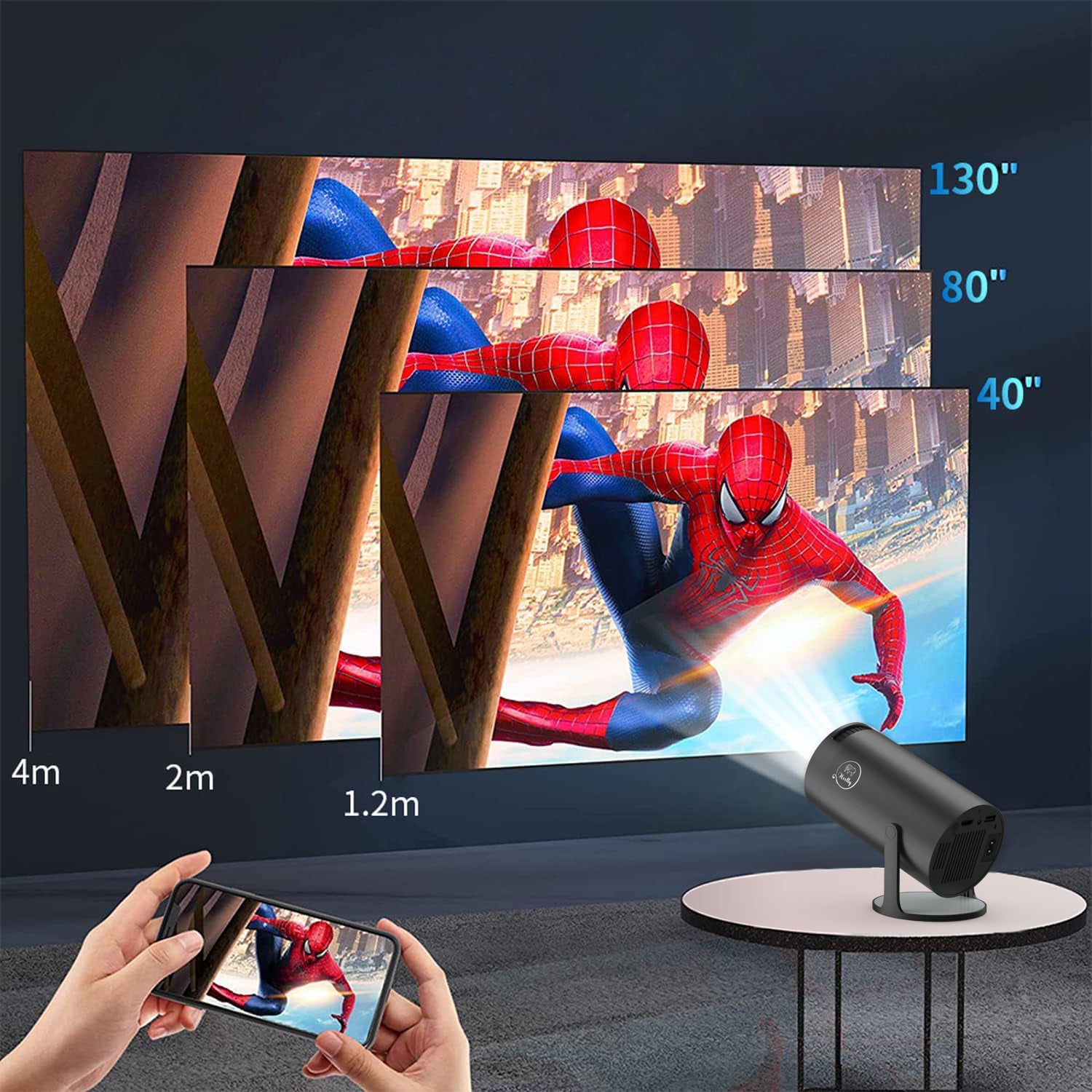 PROJECTOR ANDROID TV WIFI MINI 4K PORTABLE SMART BLACK ROTATING Manufacturer code Projektor Android Smart TV 4K Przenośny Mini
