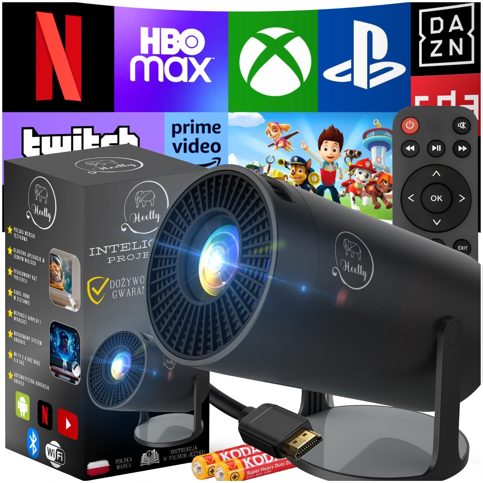 PROJECTOR ANDROID TV WIFI MINI 4K PORTABLE SMART BLACK ROTATING