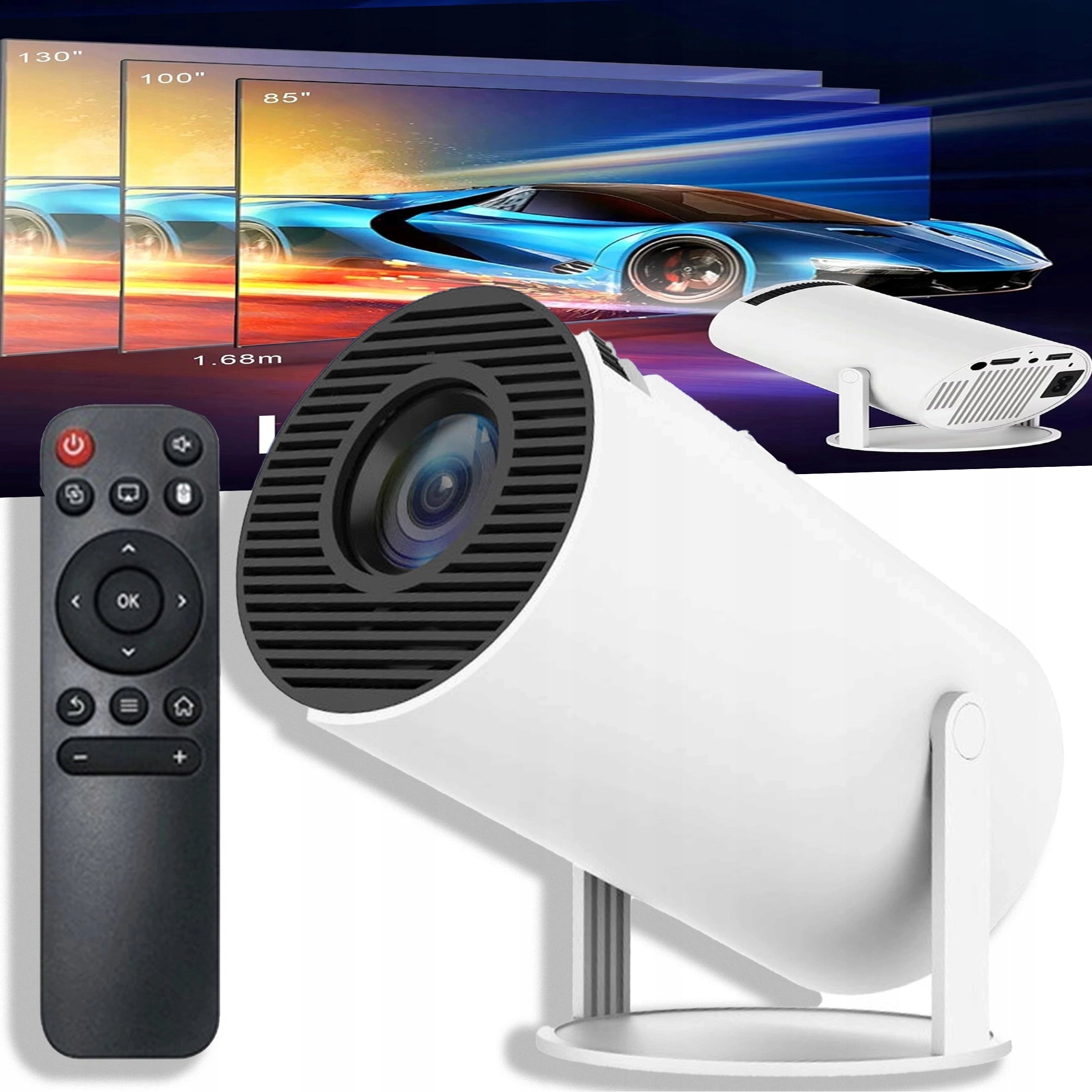 PROJECTOR ANDROID TV WIFI MINI 4K PORTABLE SMART ROTARY SPEAKER