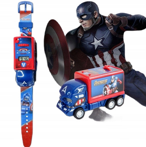 PROJECTOR CAPTAIN AMERICA CAR AUTO GIFT WATCH FOR KIDS
