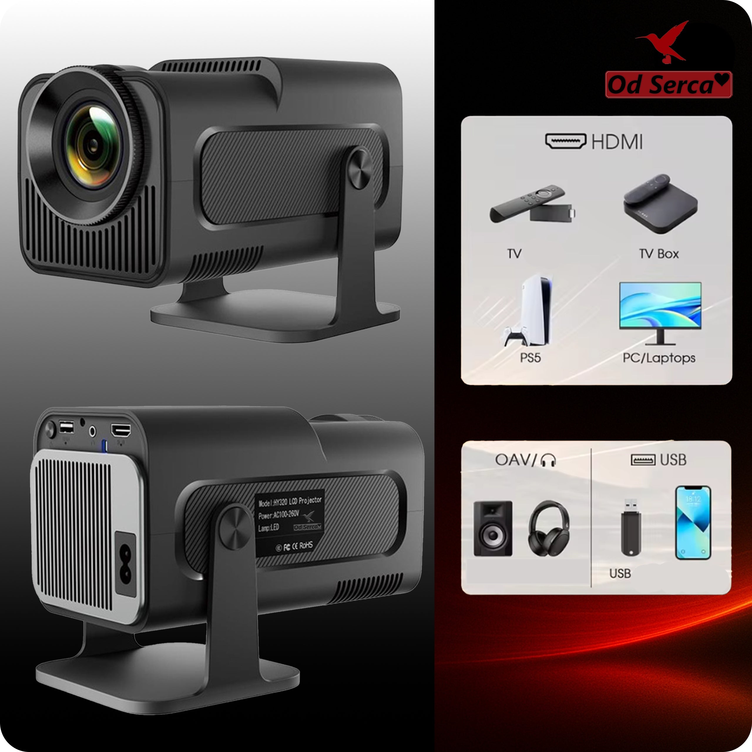 PROJECTOR FILM ANDROID 11 TV WIFI BLUETOOTH PORTABLE 300 ANSI Packaging status original