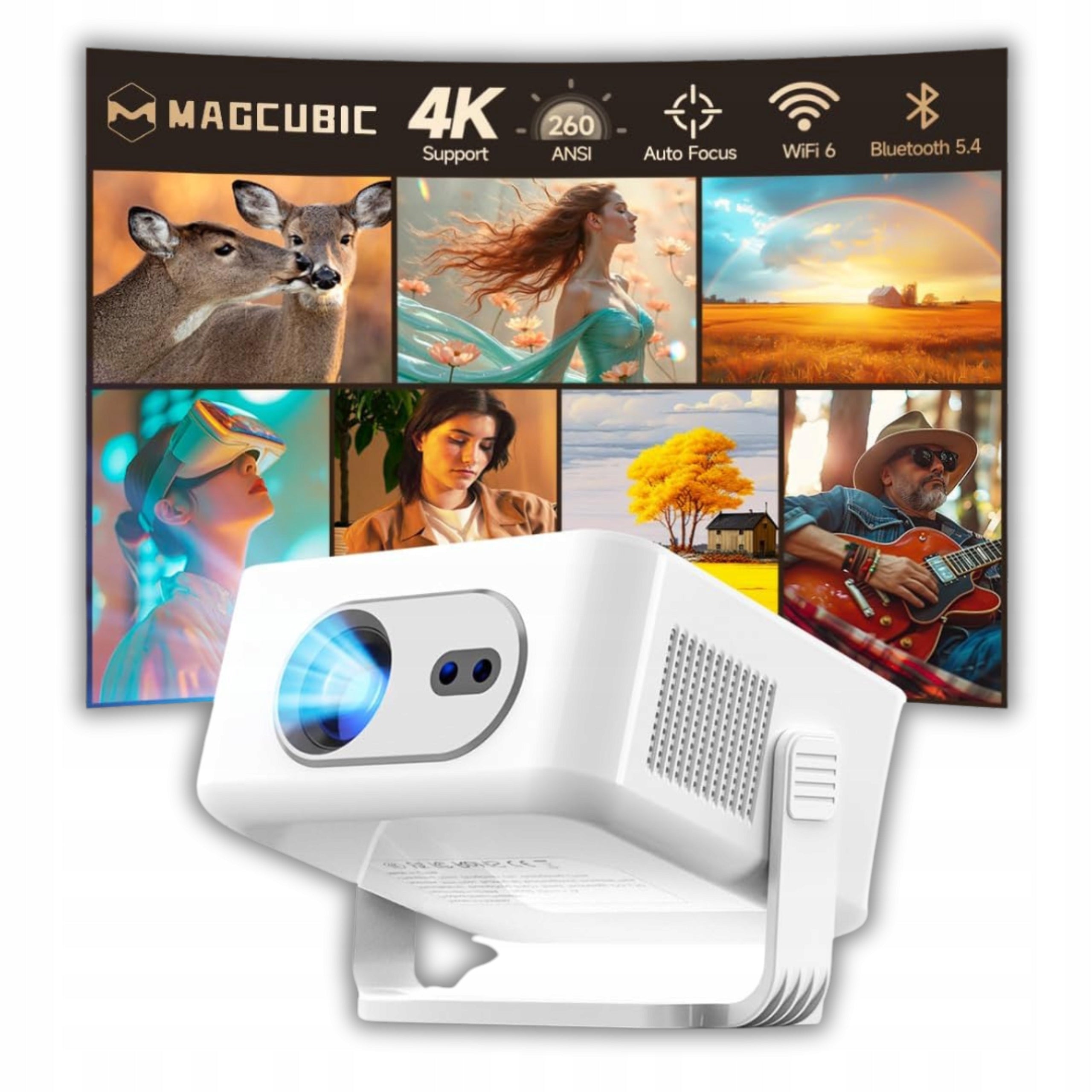 PROJECTOR LED PROJECTOR MAGCUBIC 4K 8K WIFI 6 BT AUTOFOCUS HOME CINEMA