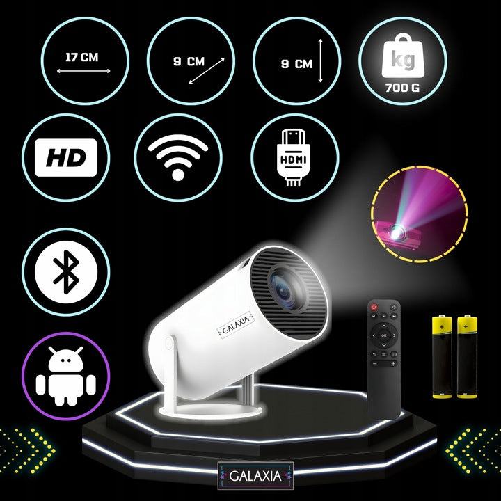 PROJECTOR LED WIFI FULL HD SMART TV ANDROID MINI PORTABLE WHITE EAN (GTIN) 5906630702336