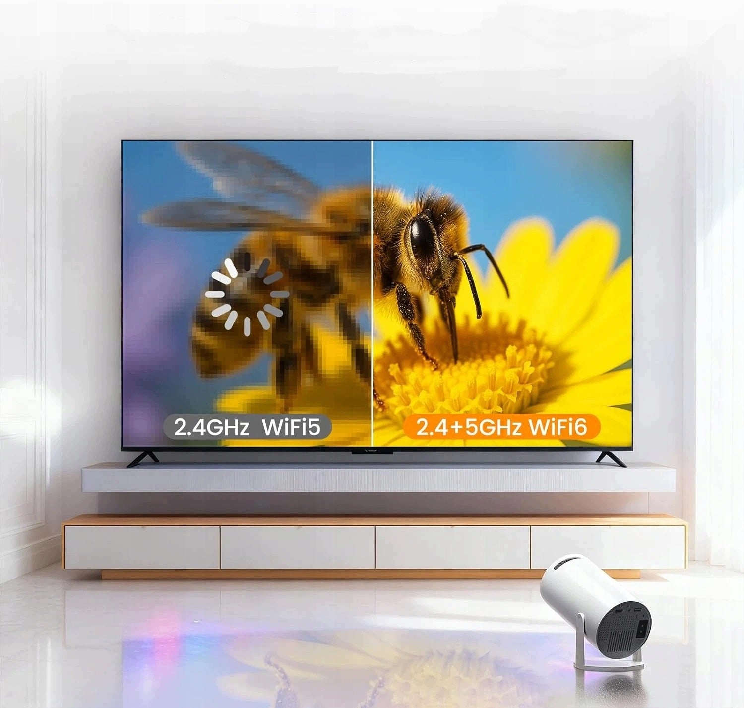 PROJECTOR MINI LED SMART TV ANDROID 4K ROTATING 180 HOME CINEMA Model KINO DOMOWE