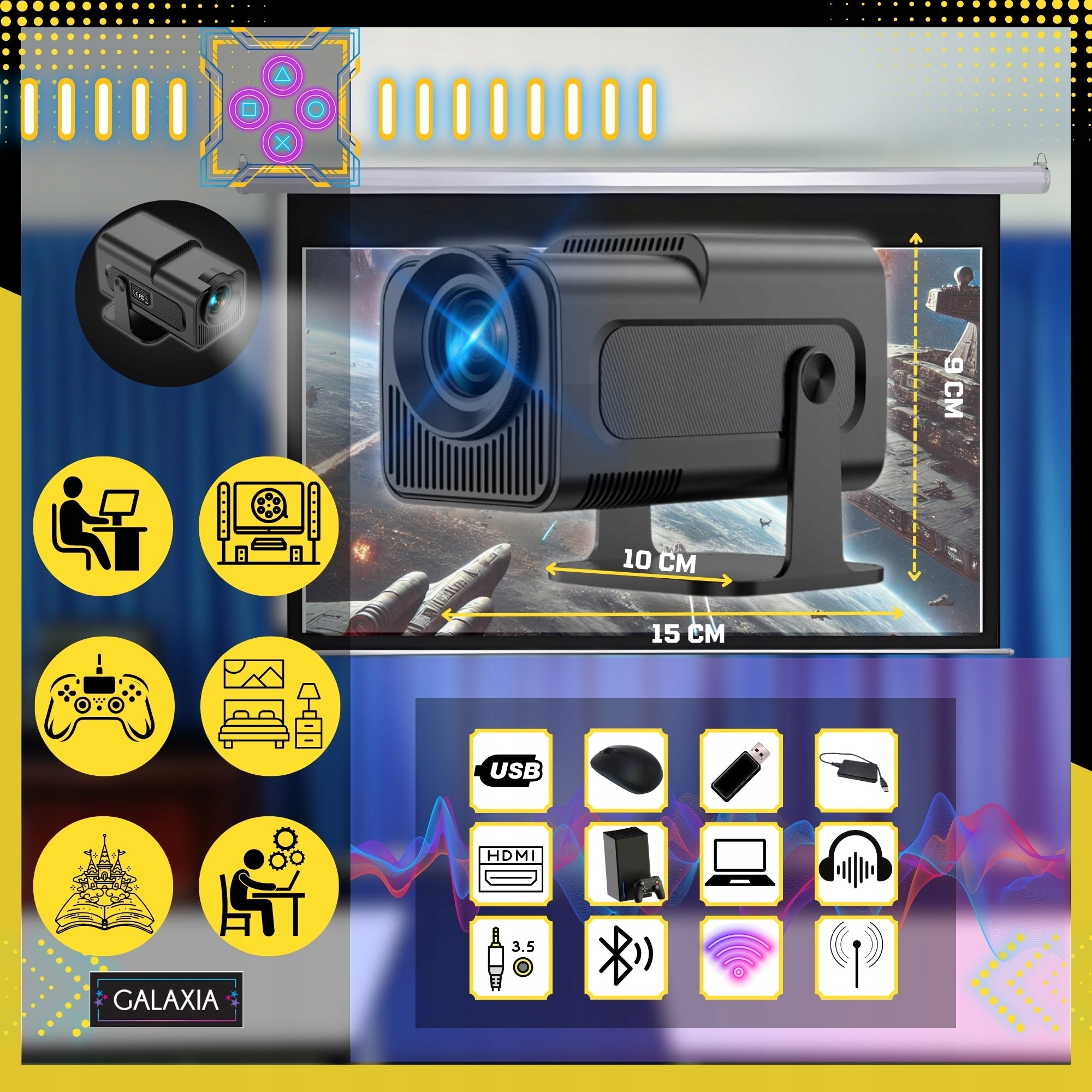 PROJECTOR MINI PORTABLE ANDROID LED WIFI HD SMART TV HY320 Packaging status original