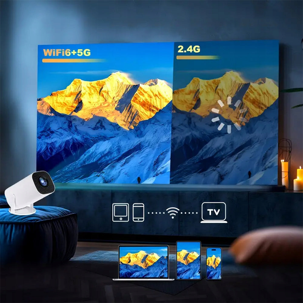 PROJECTOR PORTABLE MINI WIFI REMOTE CONTROL ANDROID TV LED BLUETOOTH WHITE Brand no brand