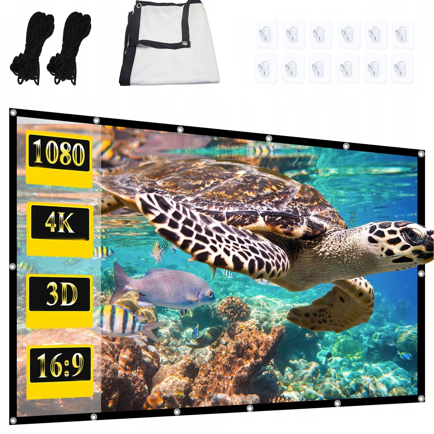 PROJECTOR PROJECTION SCREEN PORTABLE FOLDING 16:9 332X187 150 INCHES Model HGA0318STV3