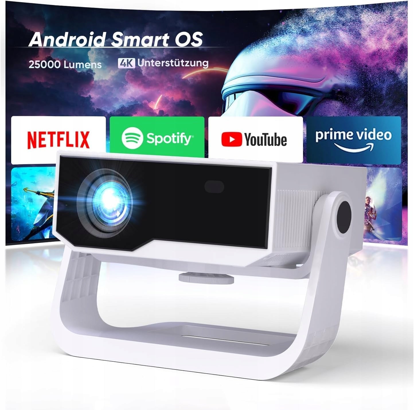 PROJECTOR SMART ANDROID 11 4K 1080P 28000LM WIFI 6 BT 5.2