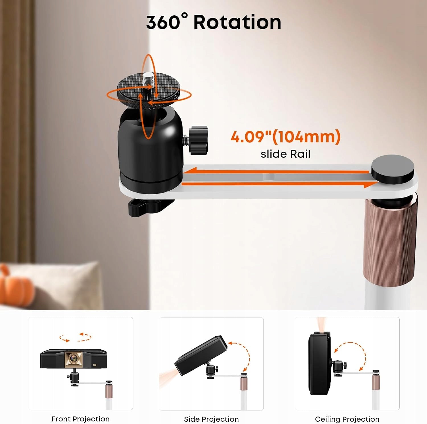 PROJECTOR STAND 360 DEGREES TO 5 KG WHITE ADJUSTABLE HEIGHT Model PUTORSEN Stojak do projektora