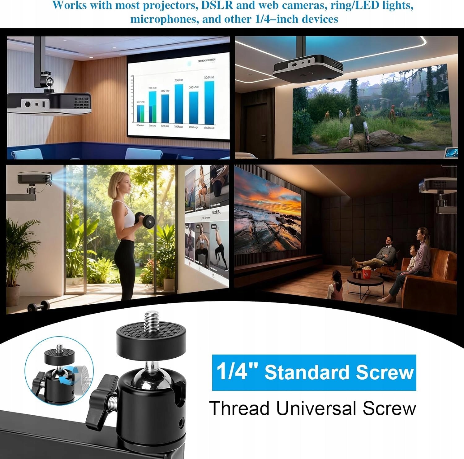 PROJECTOR WALL MOUNT 360° METAL UP TO 1,5 KG ADJUSTABLE Model Uchwyt do projektora ściennego, projektora, uchwyt