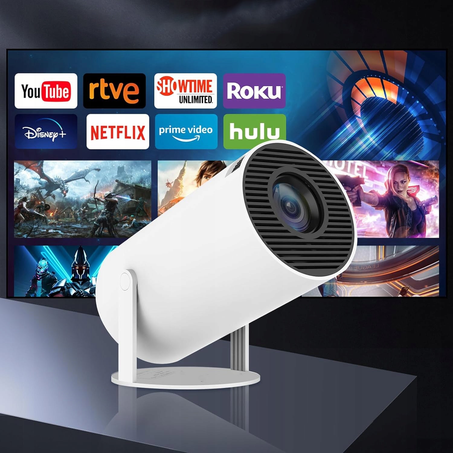PROJECTOR WIFI ANDROID PORTABLE ROTATING 4K HD BLUETOOTH HY300 PRO Packaging status original