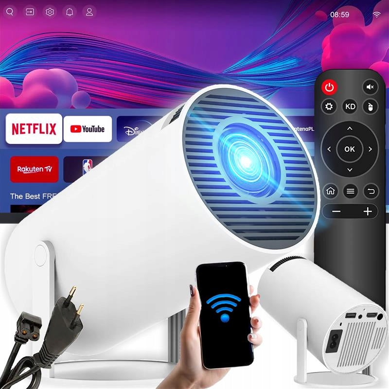 PROJECTOR WIFI ANDROID PORTABLE ROTATING SMART 4K SPEAKER BT 5.0 Packaging status original
