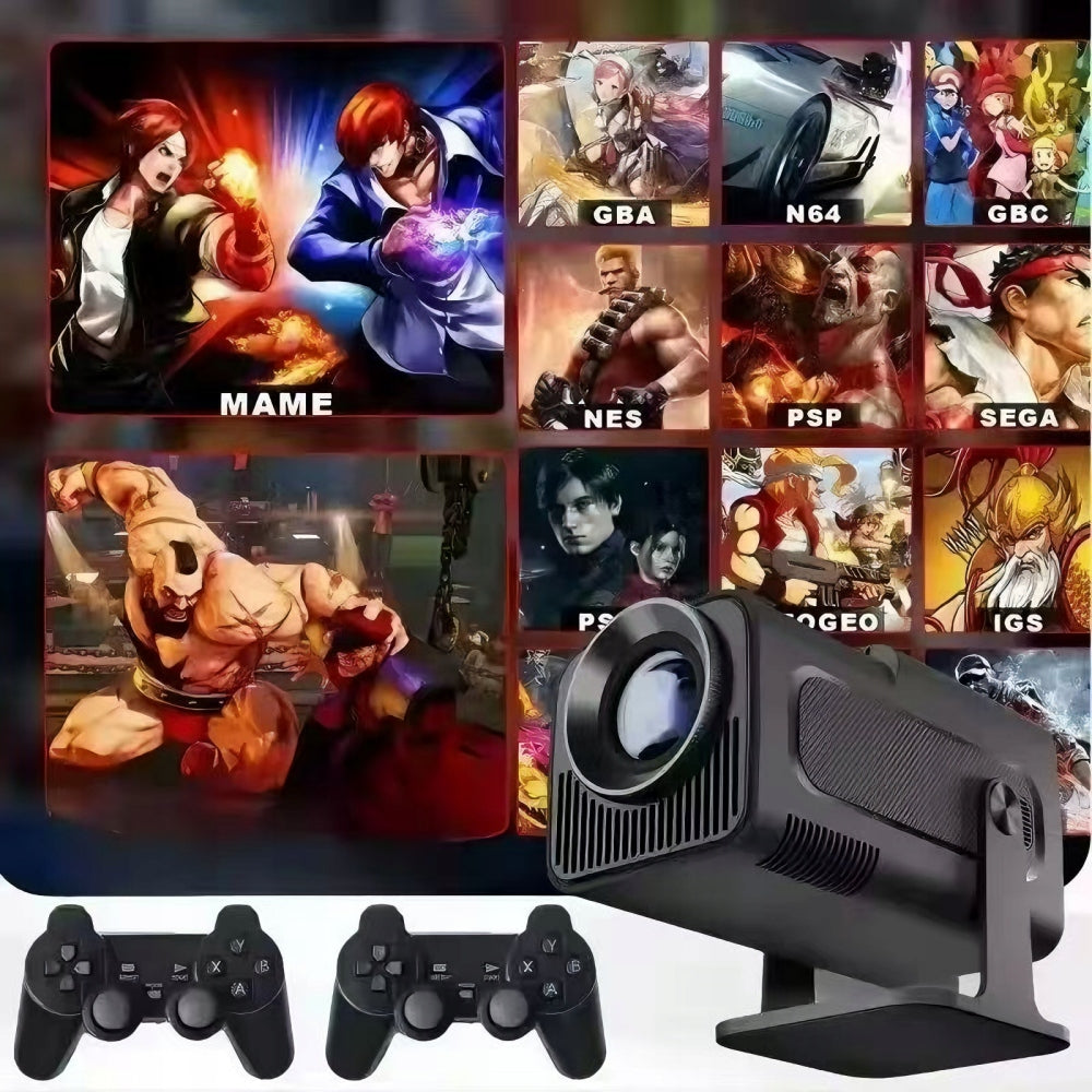 PROJECTOR WITH ANDROID 11 RETRO GAMES + 2 PADS 20000 GAMES CONSOLE RET Packaging status original