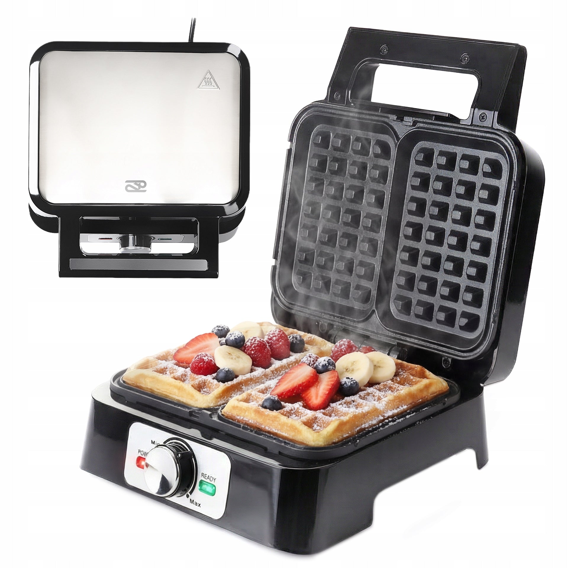 PROMIS 2000W WAFFLE MAKER WITH TEMPERATURE CONTROL 2 LARGE CRISPY WAFFLES XXL Packaging status original