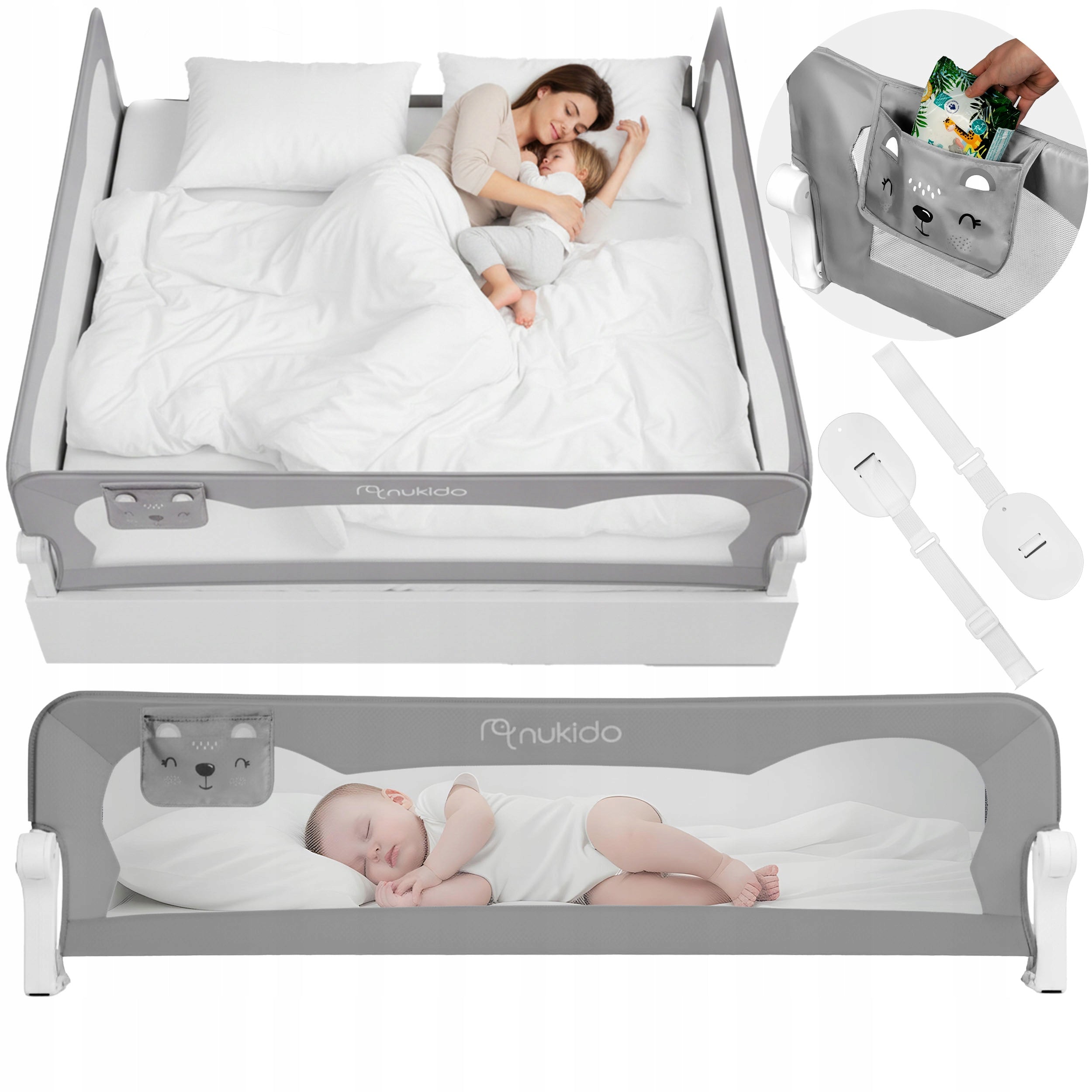 PROTECTIVE BARRIER FOR BED SECURING GATE LOCK 200cm NUKIDO