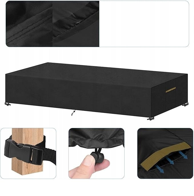 PROTECTIVE COVER FOR SUN LOUNGER FOR GARDEN WATERPROOF WINDPROOF BLACK Color black