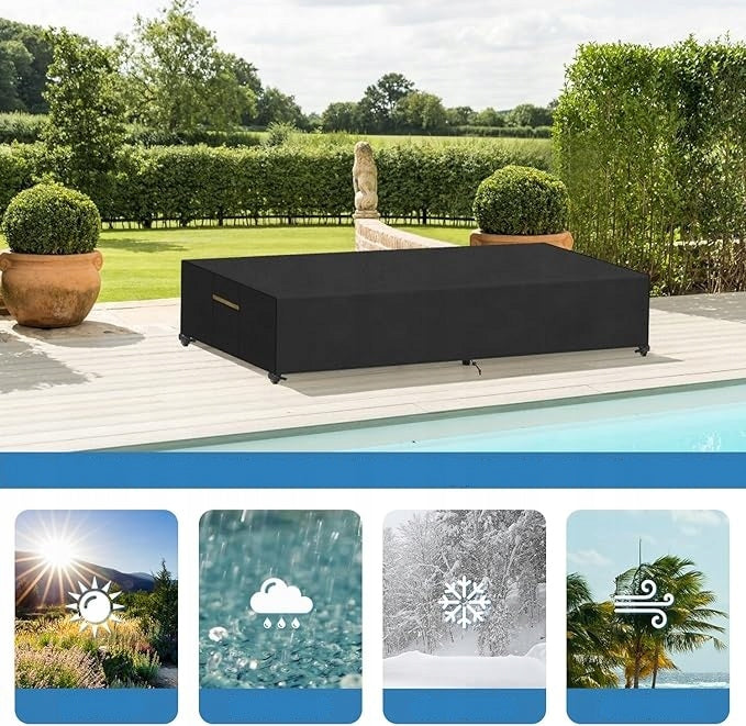 PROTECTIVE COVER FOR SUN LOUNGER FOR GARDEN WATERPROOF WINDPROOF BLACK Product height 30 cm