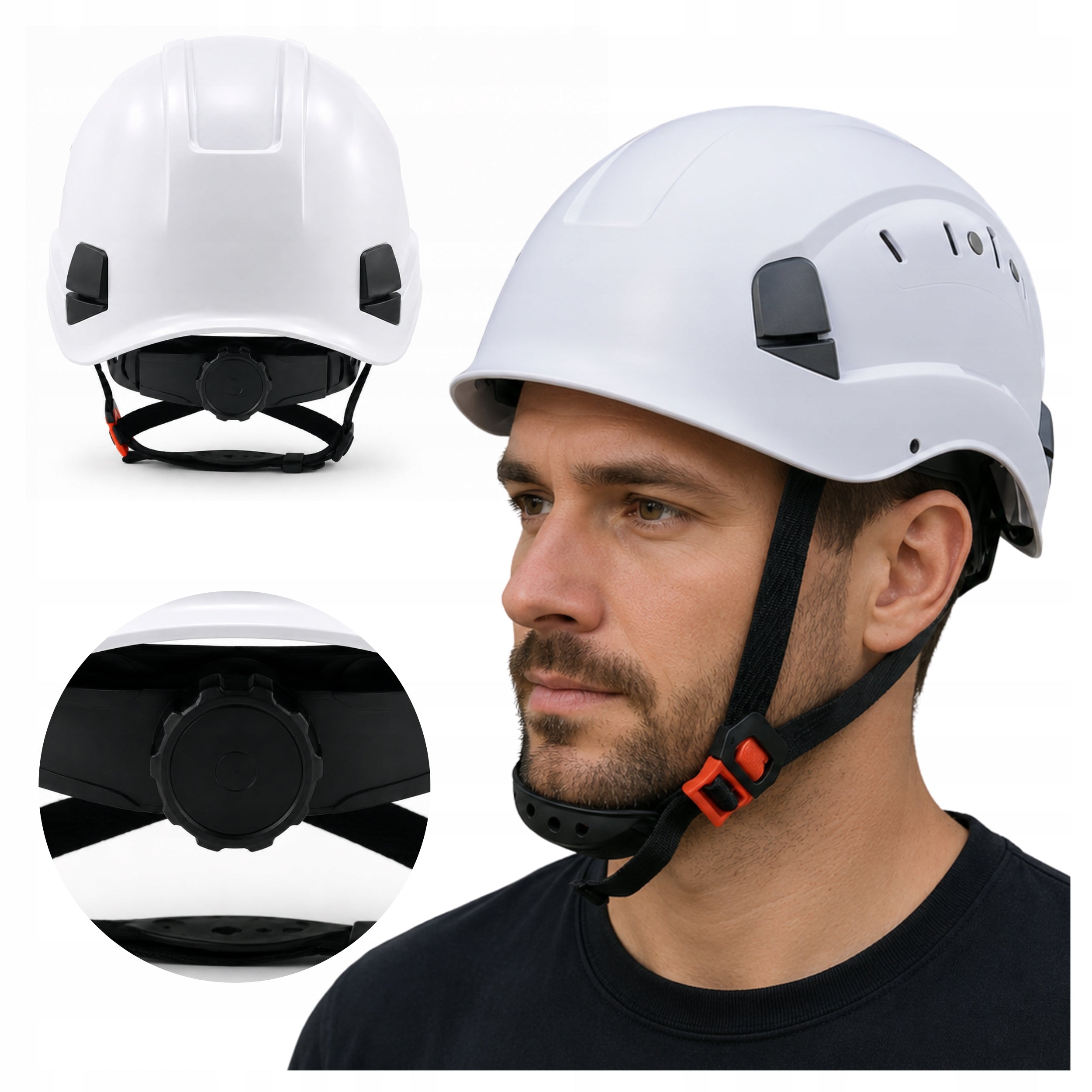PROTECTIVE HELMET Construction Industrial Helmet ABS White 4-Point Ventilation
