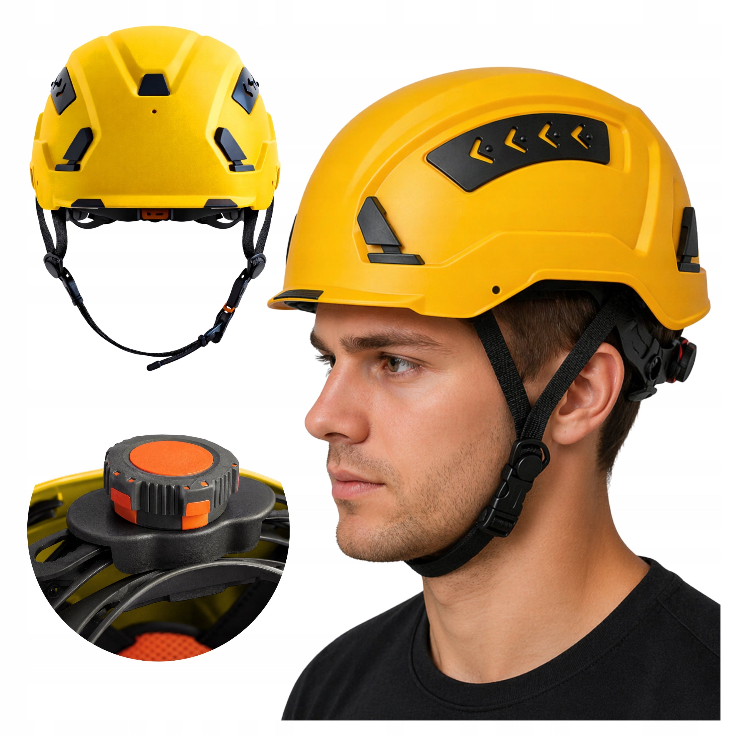 PROTECTIVE HELMET Construction Industrial Helmet ABS Yellow 4-Point Ventilation