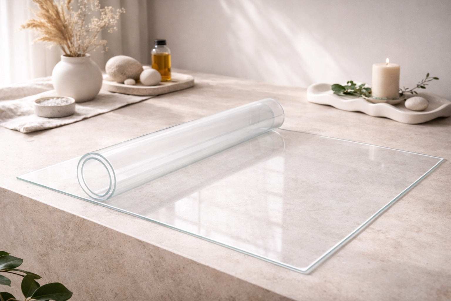 PROTECTIVE MAT – COUNTERTOP / TABLE 2MM PVC | SOFT GLASS 140x80cm Manufacturer code 2MM80X140
