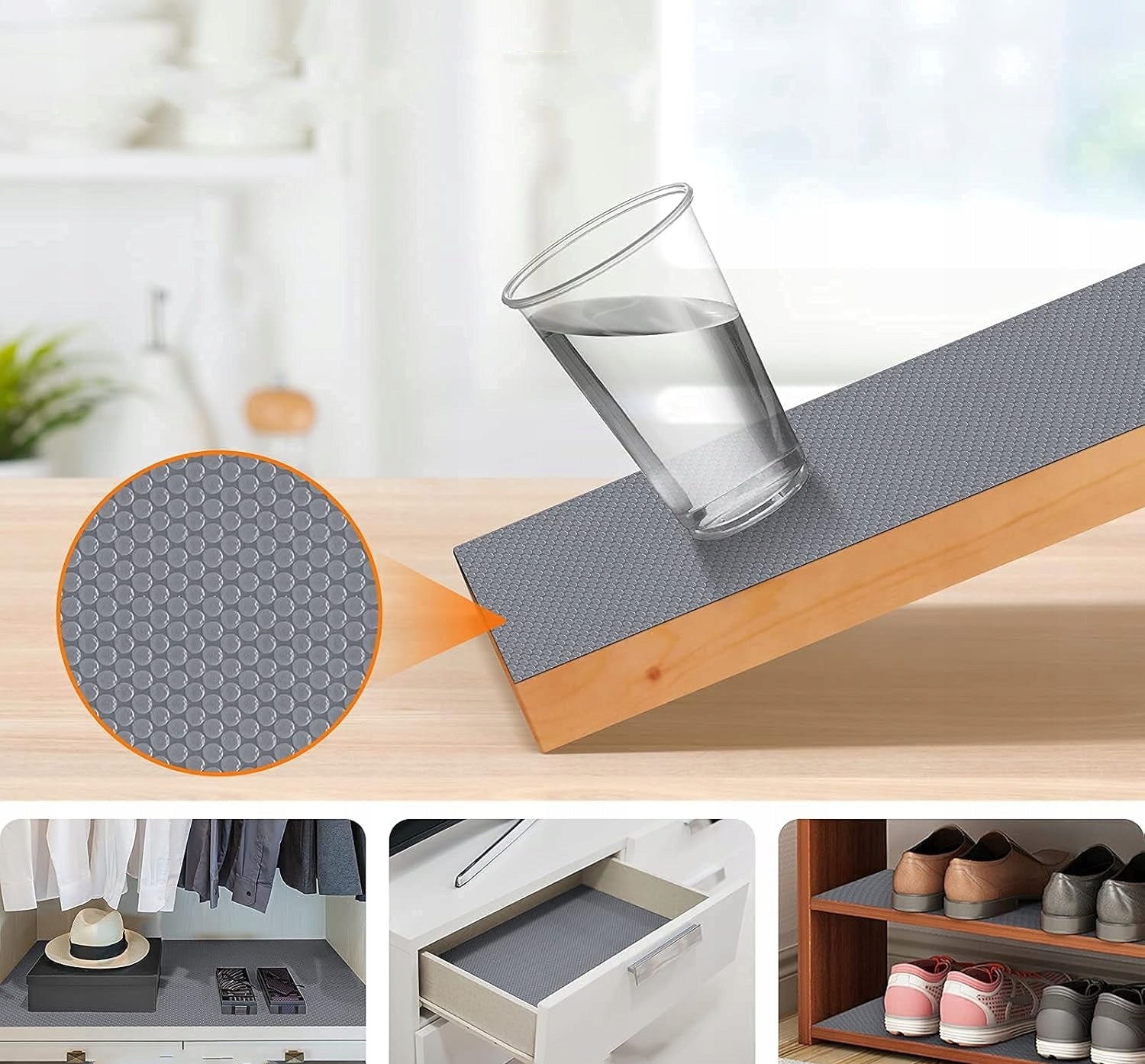 PROTECTIVE MAT FOR CABINET DRAWERS GREY NON-SLIP STAIN RESISTANT 500x50 cm Kind mat