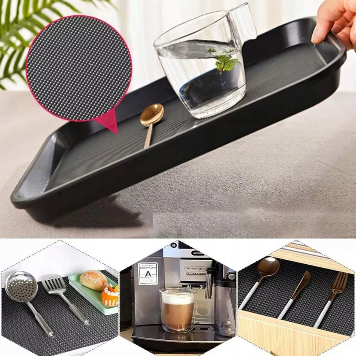 PROTECTIVE MAT FOR CABINET DRAWERS NON-SLIP 150x80cm STAIN RESISTANT BLACK Packaging status original