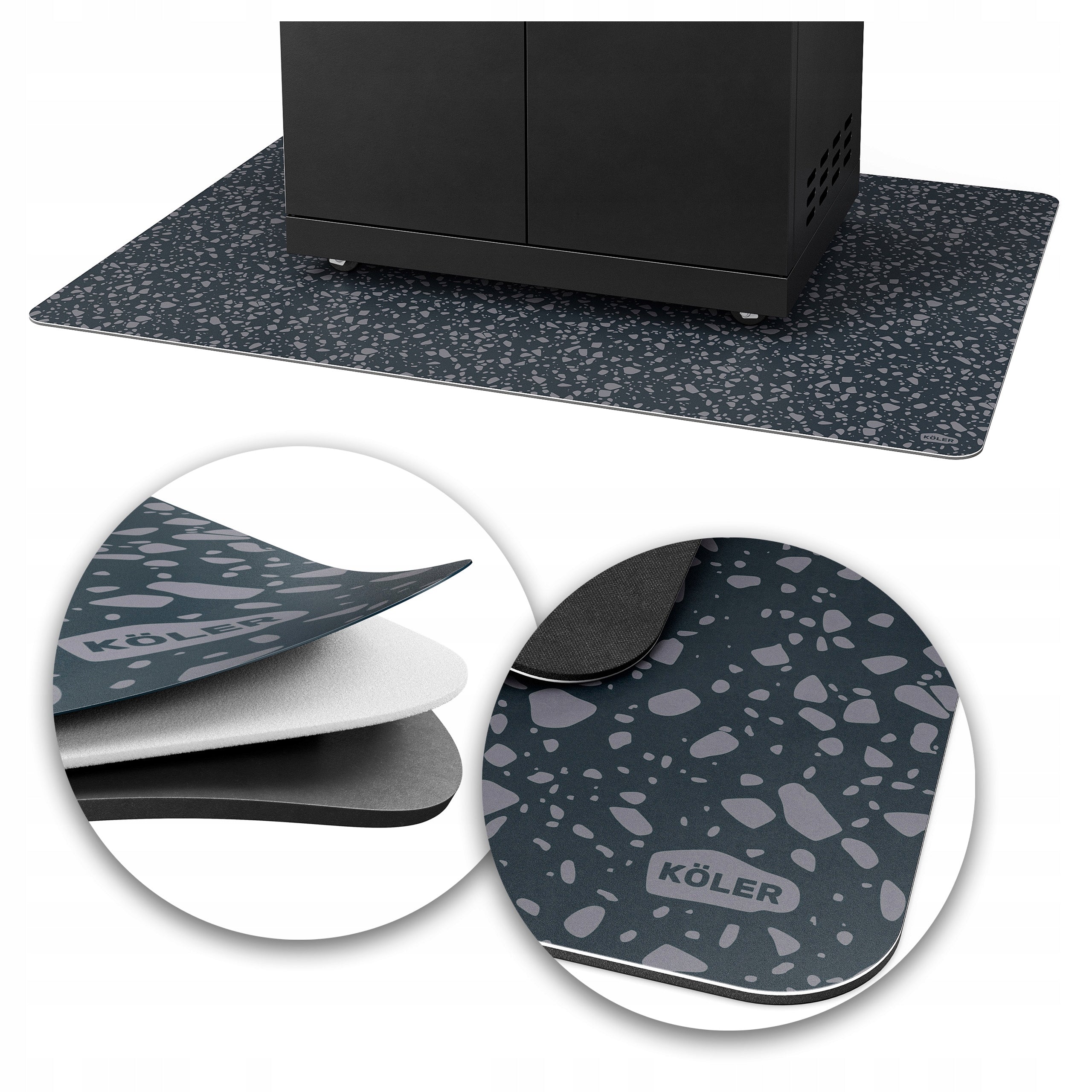 PROTECTIVE MAT UNDER THE GRILL 140x100cm LARGE FIRE-STAIN-RESISTANT SOUNDPROOFING
