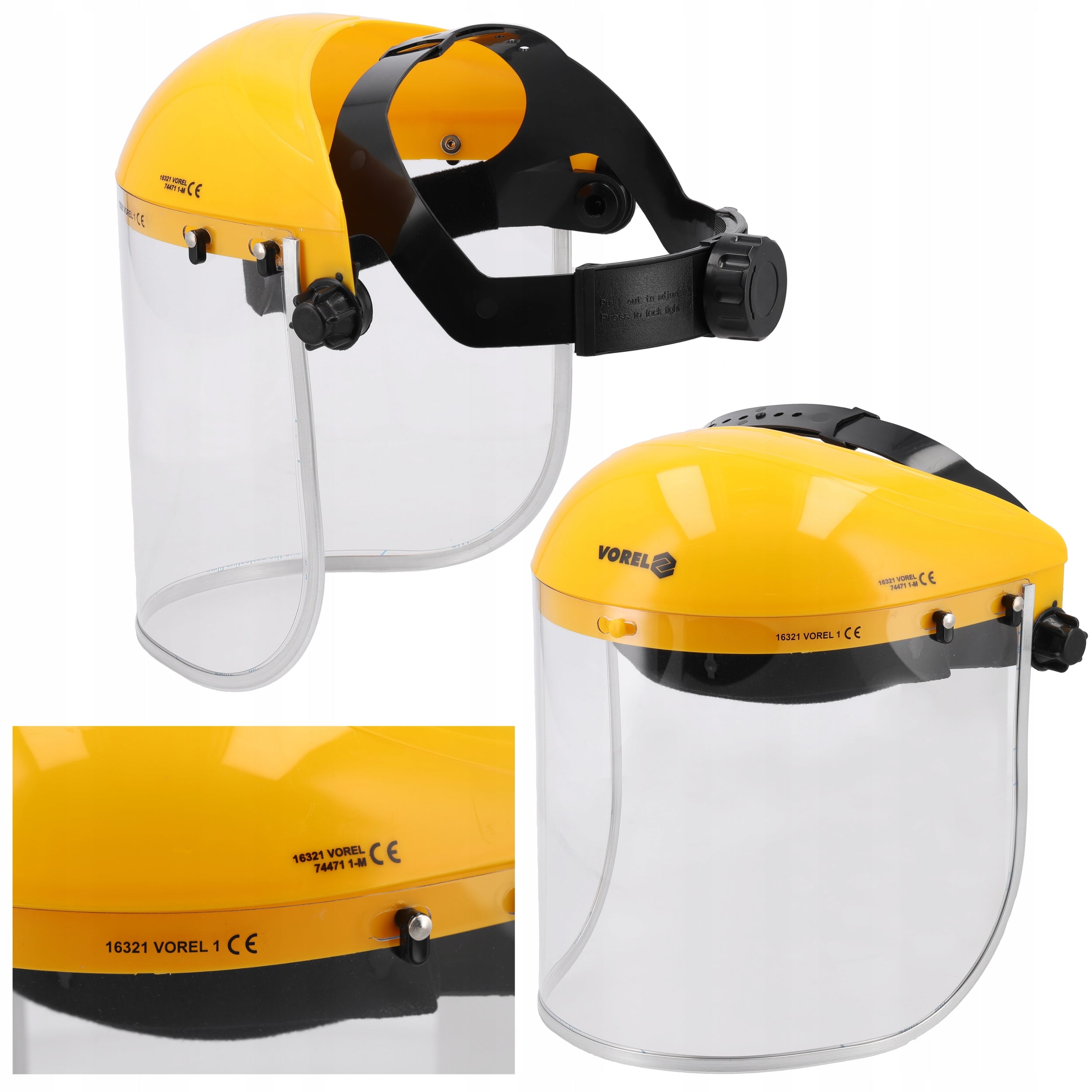 PROTECTIVE VISOR FACE SHIELD HEALTH AND SAFETY ADJUSTABLE WITH HEADER 395x200mm VOREL