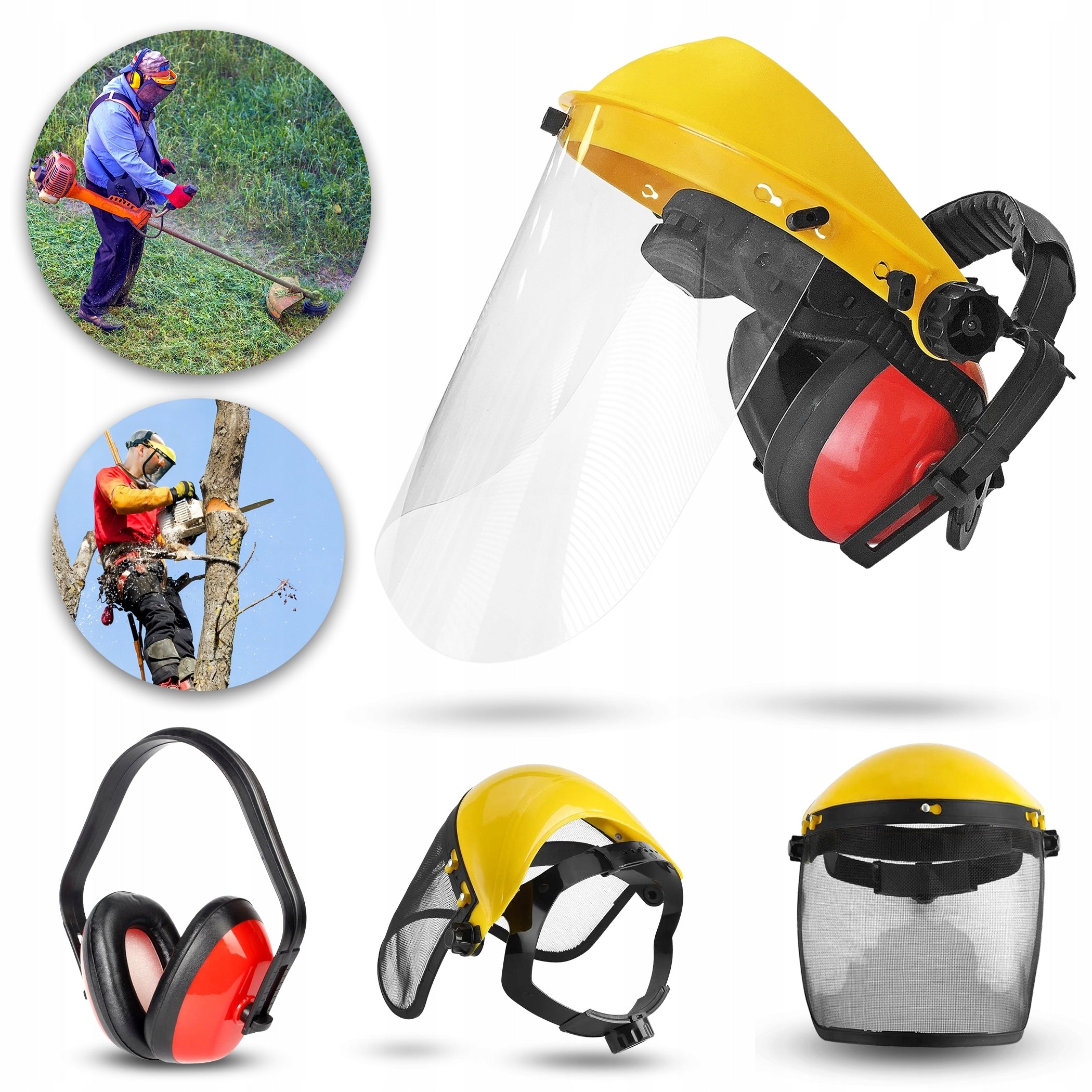 PROTECTIVE VISOR MASK FOR MOWING CUTTING GRASS WITH MESH AND EAR CUPS