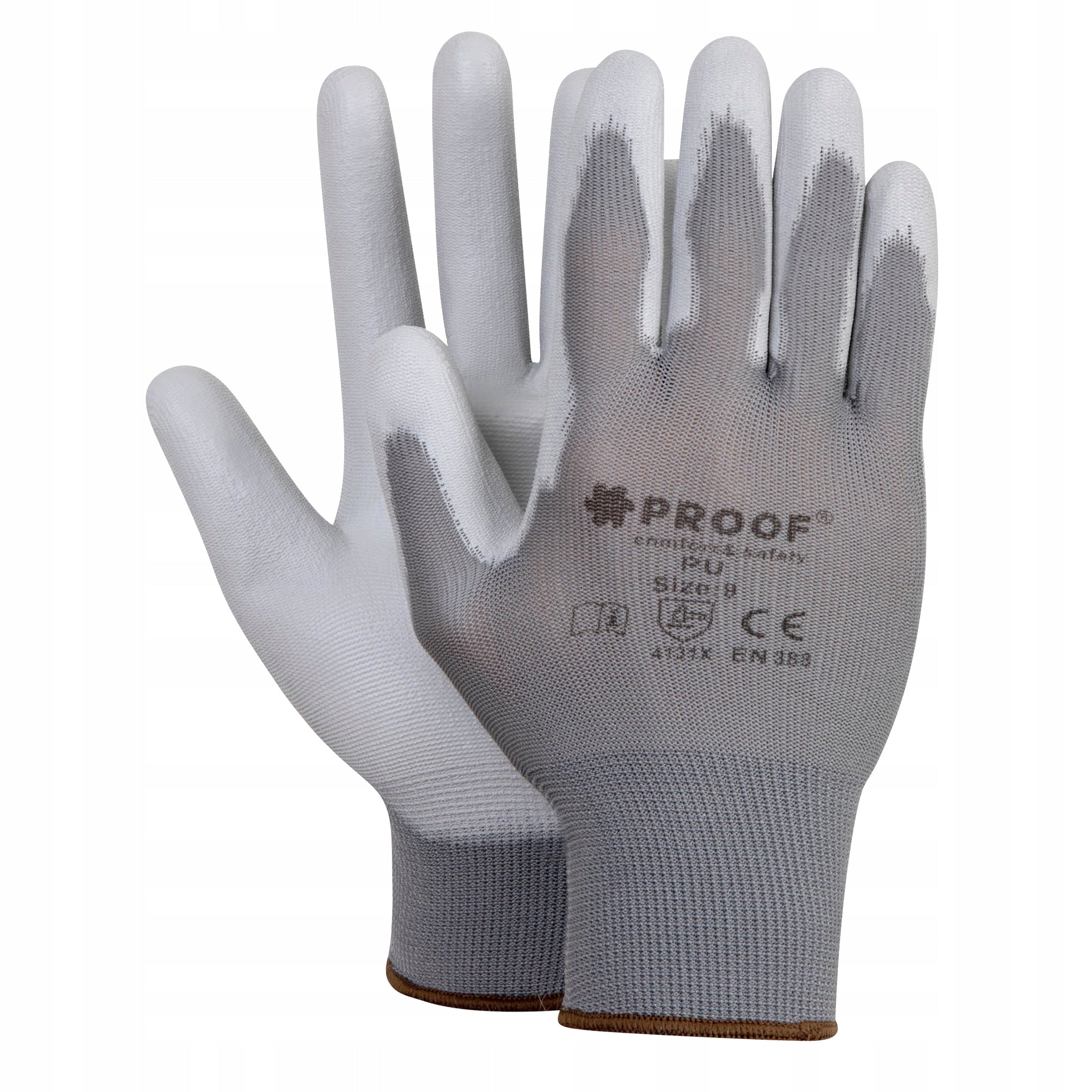 PROTECTIVE WORK GLOVES POLYURETHANE COATED PROOF GREY R. 9 10 pairs Medical device no