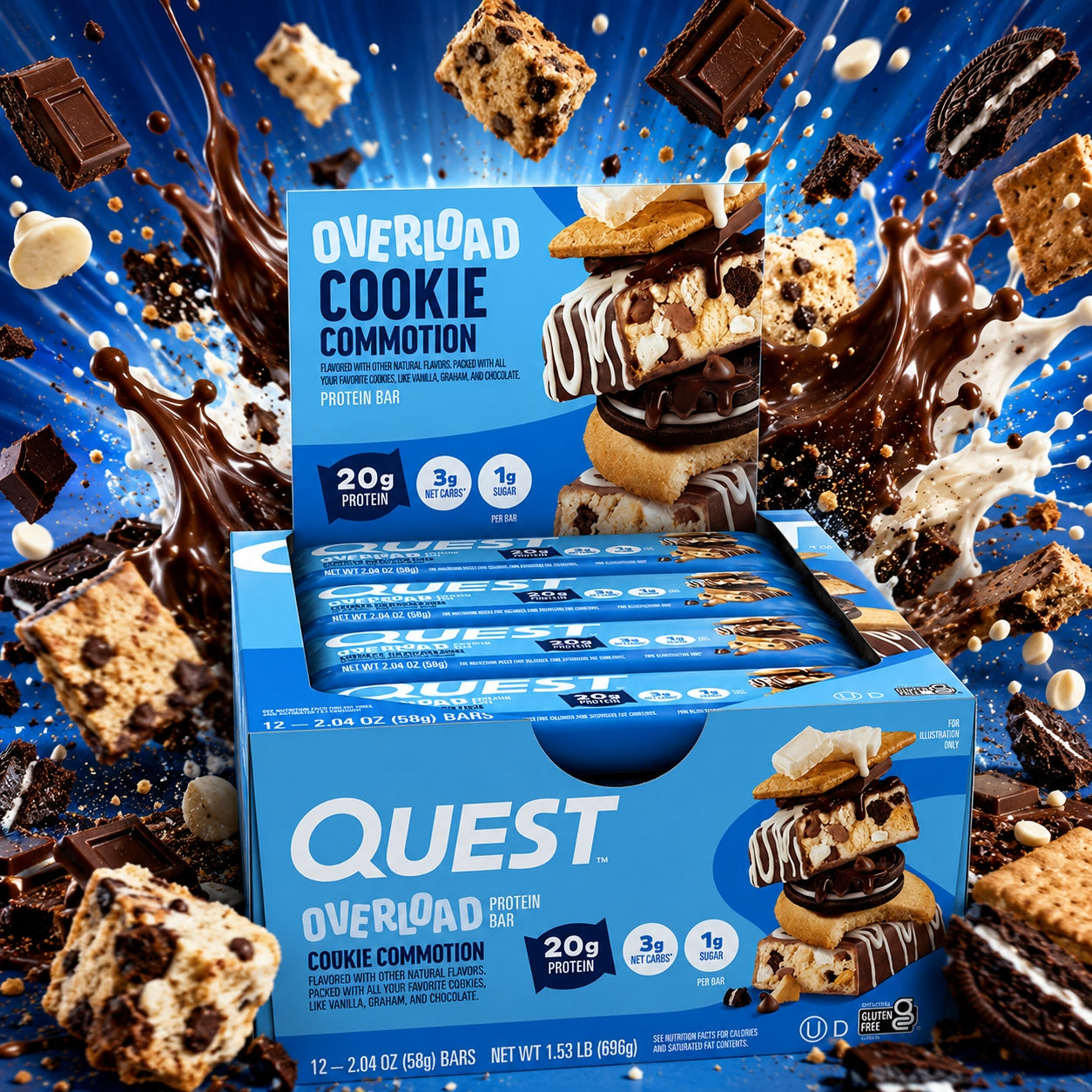 PROTEIN BARS QUEST 12 PIECES AFTER 58G Overload Bars SHORT TERM Packaging status original