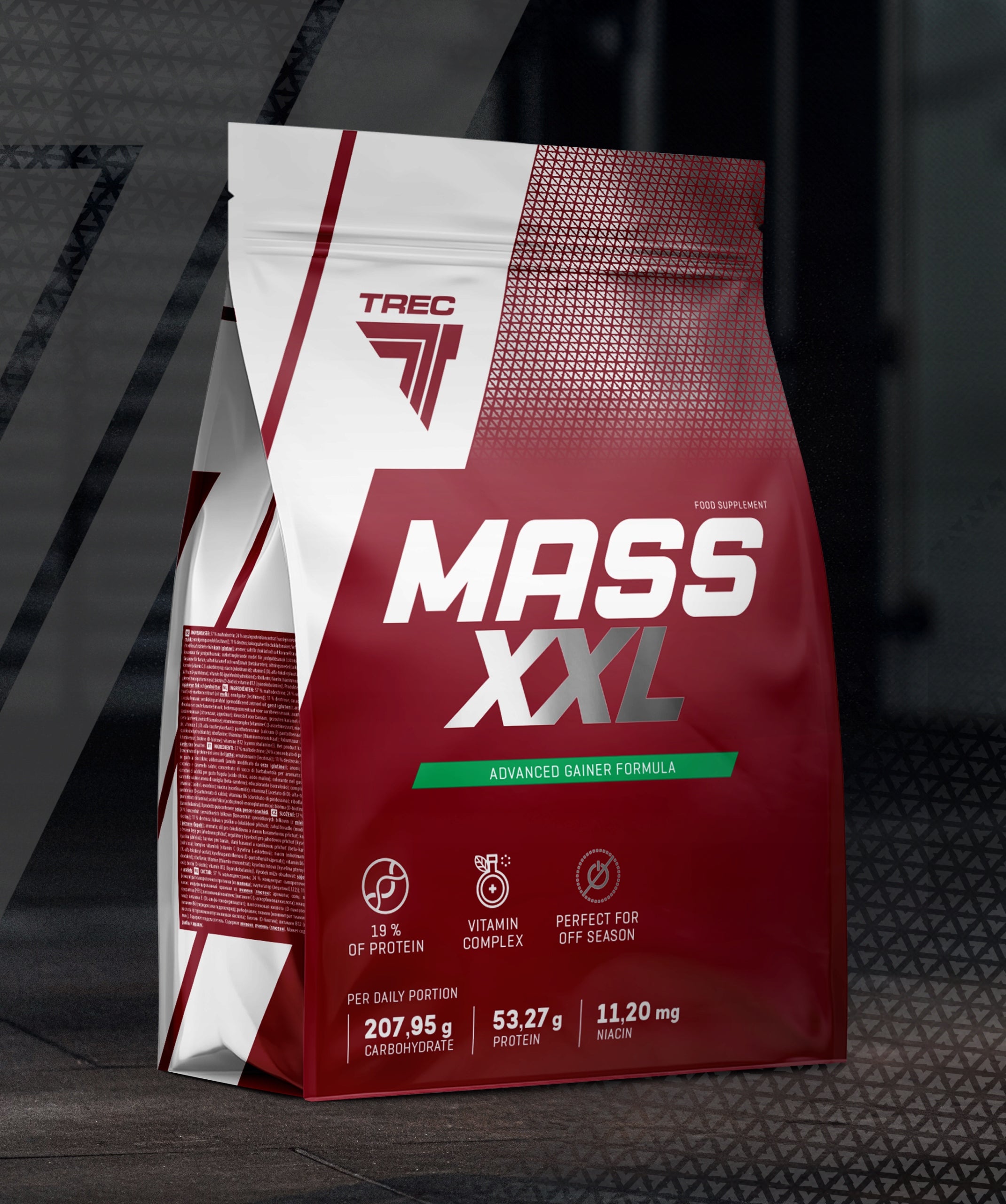 PROTEIN GAINER Trec Mass XXL 3000g Mega Mutant Mass CARBOHYDRATES LARGE 3kg EAN (GTIN) 5901828341038
